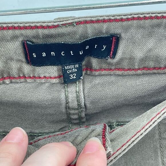 Sanctuary Womens Ace Utility Jeans Skinny Pocket Casual Olive Green Size 32 - Picture 7 of 9